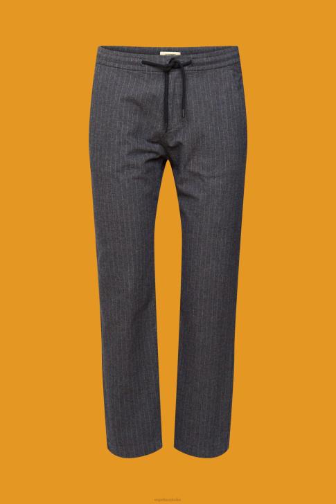 Trousers & Pants Medium Grey Men Esprit Pinstripe trousers with drawstring waistband V48Z815