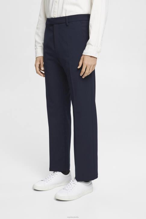 Trousers & Pants Navy Men Esprit Tailored wide-fit trousers with elasticated waist V48Z693