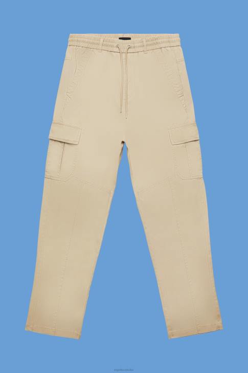 Trousers & Pants Sand Men Esprit Cotton jogger-style tapered cargo trousers V48Z674