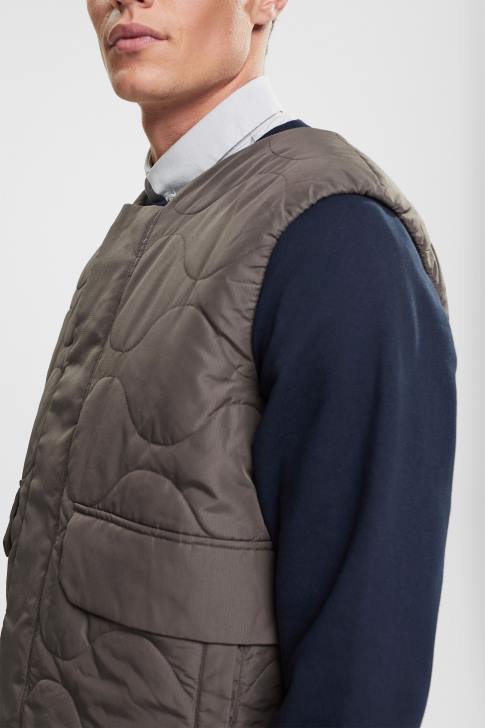 Vest Dark Khaki Men Esprit Quilted vest V48Z842