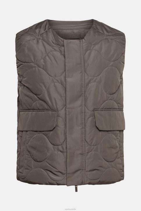 Vest Dark Khaki Men Esprit Quilted vest V48Z842