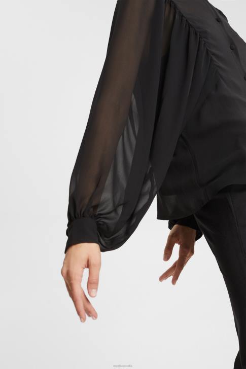 Blouses Black Women Esprit Wide chiffon blouse V48Z426