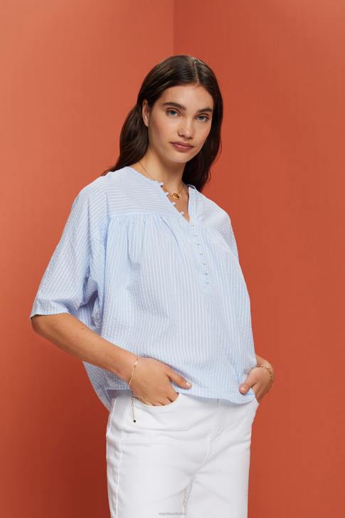 Blouses Light Blue Women Esprit Textured short-sleeve blouse V48Z118