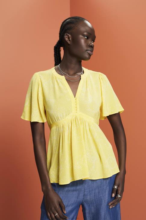 Blouses Light Yellow Women Esprit Short sleeve blouse with tie belt V48Z222