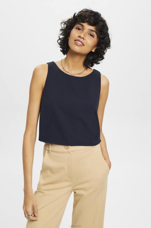 Blouses Navy Women Esprit Cropped sleeveless blouse V48Z310