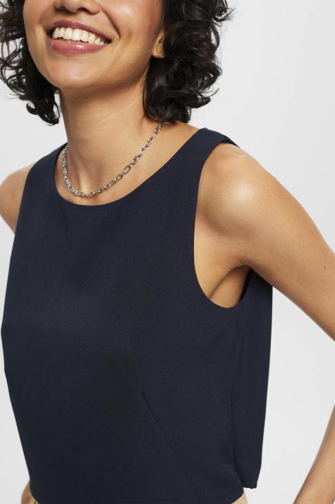 Blouses Navy Women Esprit Cropped sleeveless blouse V48Z310