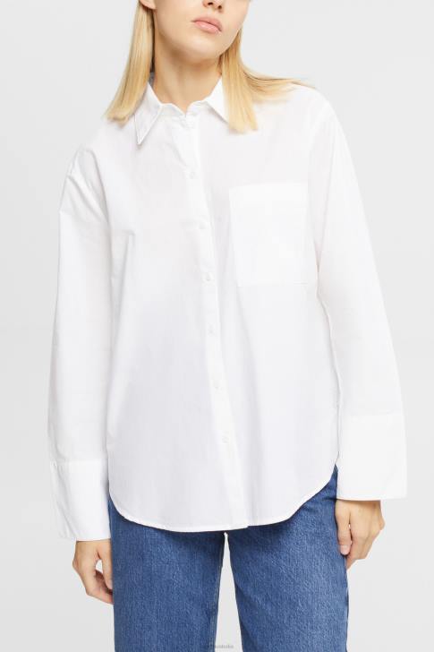 Blouses White Women Esprit Oversized white cotton blouse V48Z406