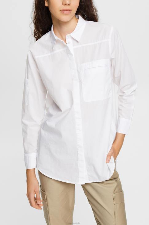 Blouses White Women Esprit Shirt blouse, organic cotton V48Z541