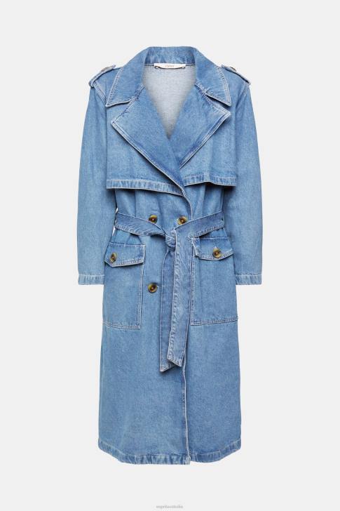 Coats Blue Light Wash Women Esprit Denim trench coat V48Z486