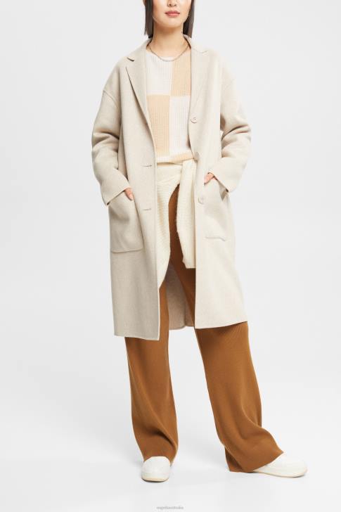Coats Cream Beige Women Esprit Wool blend coat V48Z561