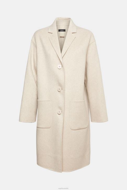 Coats Cream Beige Women Esprit Wool blend coat V48Z561