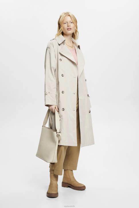Coats Light Taupe Women Esprit Double-breasted trench coat V48Z266