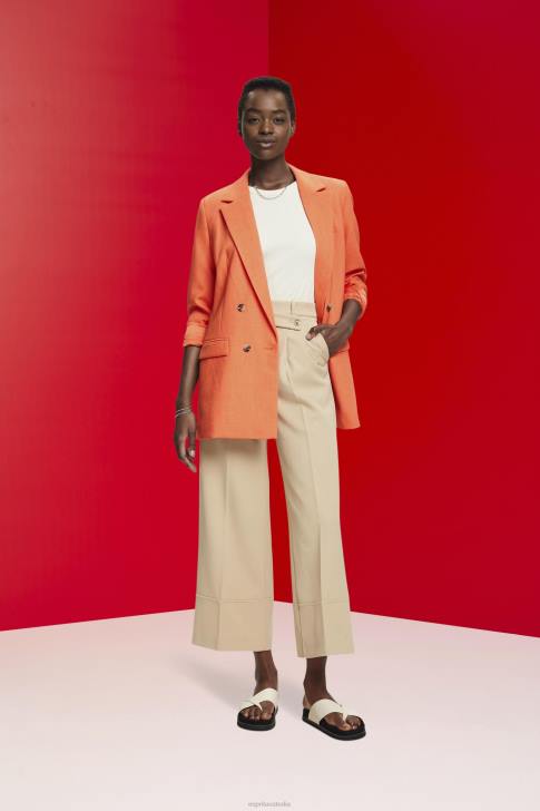 Coats Orange Red Women Esprit Oversized double-breasted blazer V48Z313