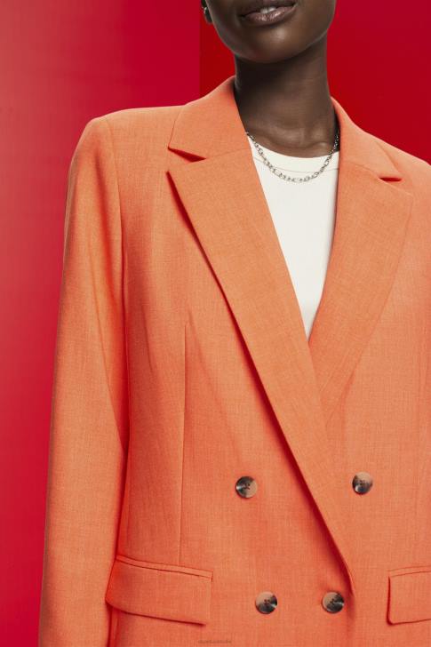 Coats Orange Red Women Esprit Oversized double-breasted blazer V48Z313
