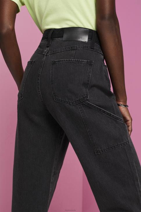 Denim Black Medium Wash Women Esprit Wide leg jeans with an asymmetric hem V48Z212
