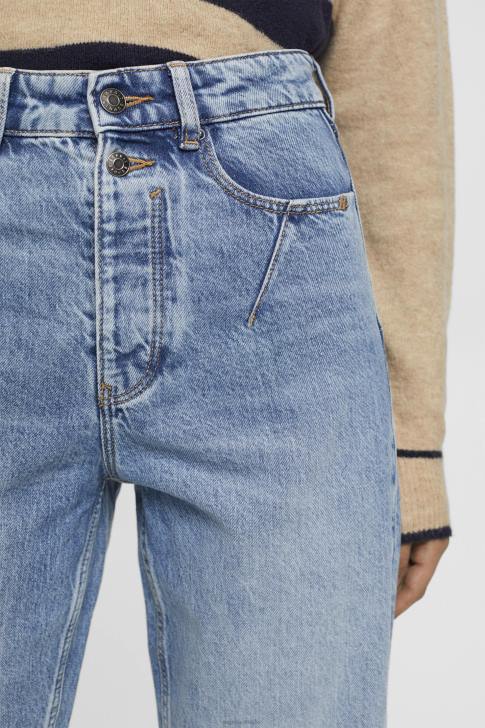 Denim Blue Light Wash Women Esprit High-rise distressed dad fit jeans V48Z255