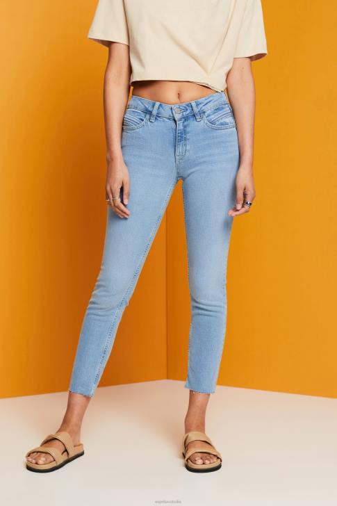 Denim Blue Light Wash Women Esprit Slim fit cropped jeans V48Z115