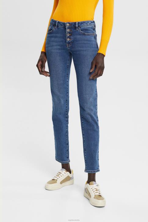 Denim Blue Medium Wash Women Esprit Mid-rise slim fit stretch jeans, Dual Max V48Z329