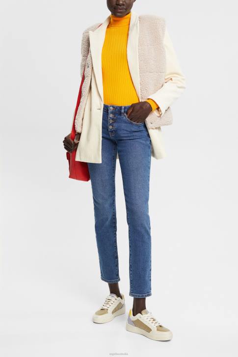 Denim Blue Medium Wash Women Esprit Mid-rise slim fit stretch jeans, Dual Max V48Z329