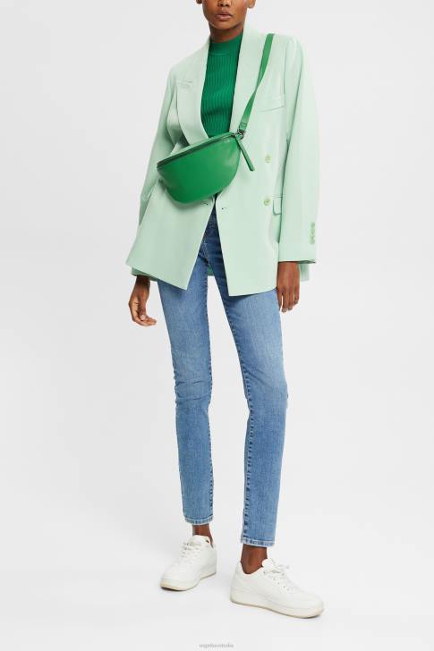 Denim Blue Medium Wash Women Esprit Mid-rise slim fit stretch jeans V48Z348