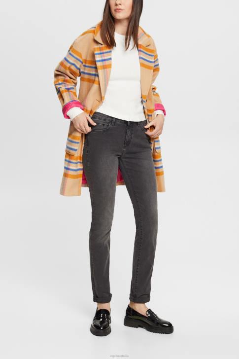 Denim Grey Dark Wash Women Esprit Mid-rise slim fit stretch jeans, Dual Max V48Z398