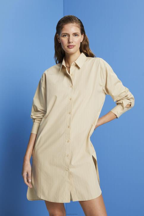 Dresses Beige Women Esprit Pinstriped shirt dress, 100% cotton V48Z278