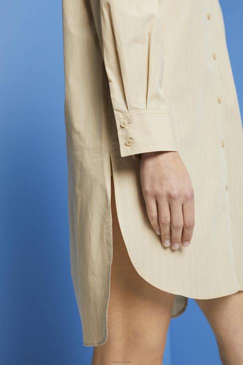 Dresses Beige Women Esprit Pinstriped shirt dress, 100% cotton V48Z278