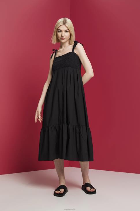 Dresses Black Women Esprit Midi dress with embroidery, LENZING ECOVERO V48Z204