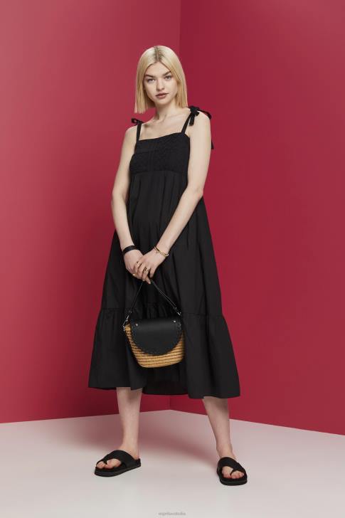 Dresses Black Women Esprit Midi dress with embroidery, LENZING ECOVERO V48Z204