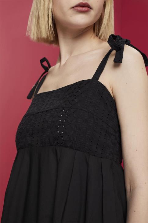 Dresses Black Women Esprit Midi dress with embroidery, LENZING ECOVERO V48Z204