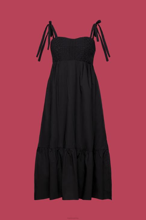 Dresses Black Women Esprit Midi dress with embroidery, LENZING ECOVERO V48Z204