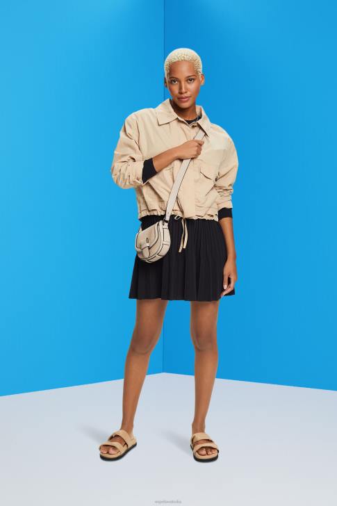 Dresses Black Women Esprit Pleated mini dress with long-sleeves & crewneck V48Z127