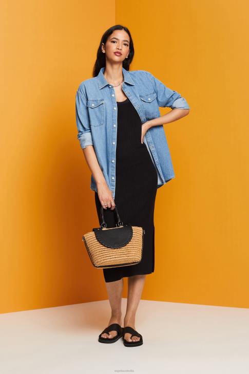 Dresses Black Women Esprit Rib-knit dress, linen blend V48Z113