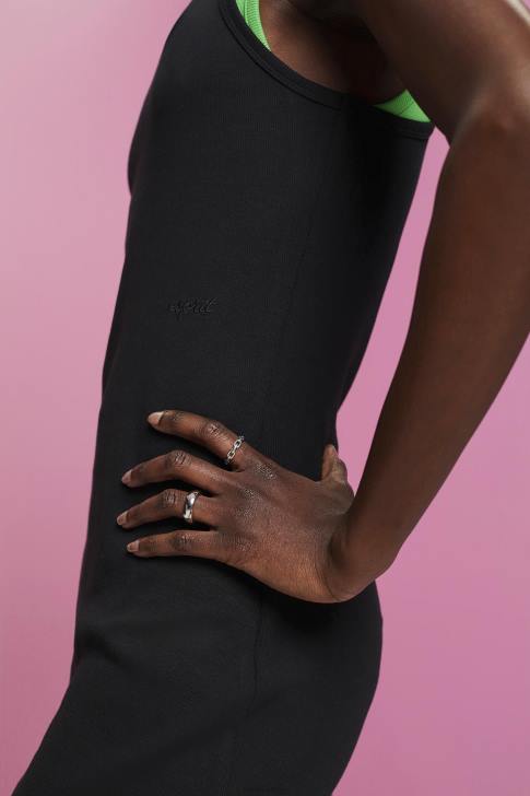 Dresses Black Women Esprit Ribbed jersey dress V48Z285