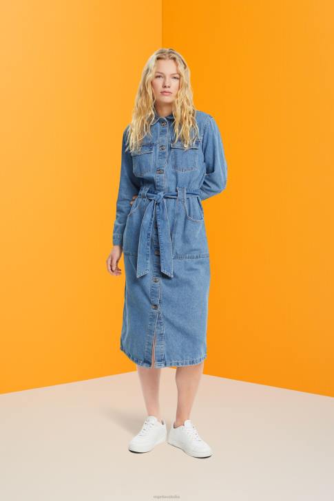 Dresses Blue Light Wash Women Esprit Denim dress with tie belt V48Z394