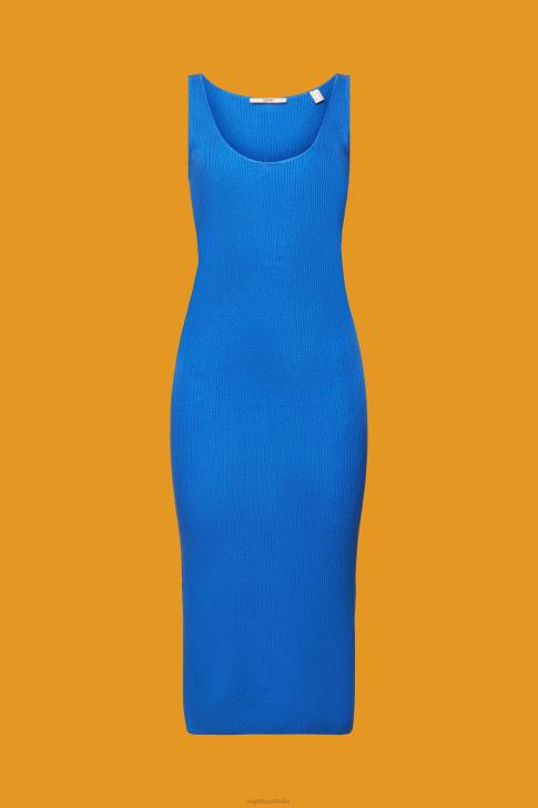 Dresses Bright Blue Women Esprit Rib-knit dress, linen blend V48Z112