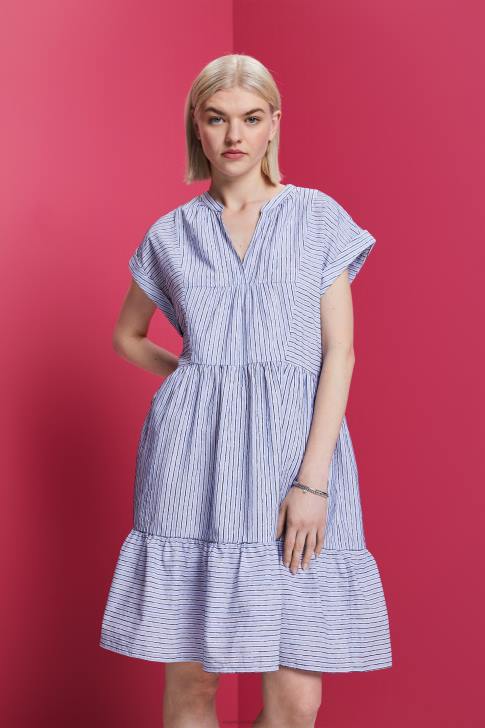 Dresses Bright Blue Women Esprit Striped dress, 100% cotton V48Z71