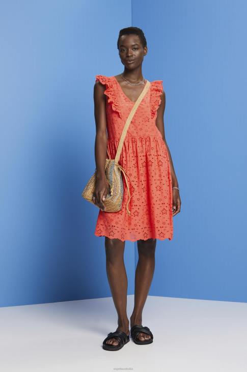 Dresses Coral Orange Women Esprit Cotton lace dress V48Z192