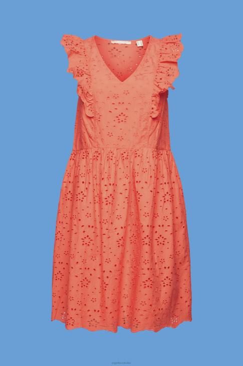 Dresses Coral Orange Women Esprit Cotton lace dress V48Z192