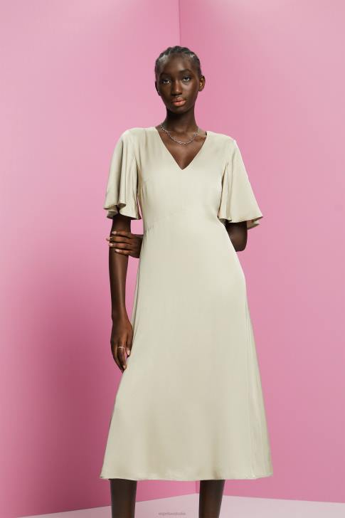 Dresses Dusty Green Women Esprit Satin midi dress V48Z55