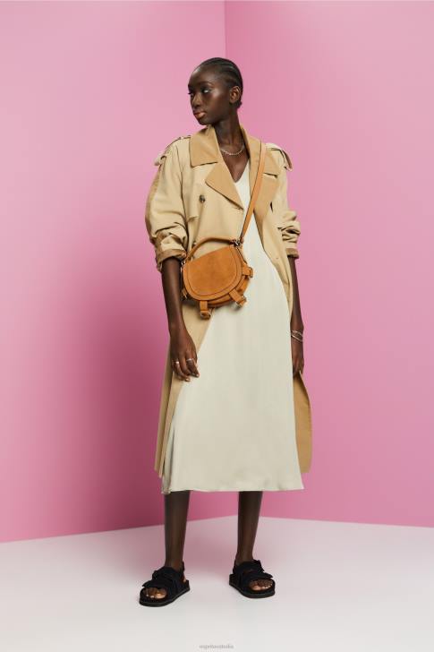 Dresses Dusty Green Women Esprit Satin midi dress V48Z55