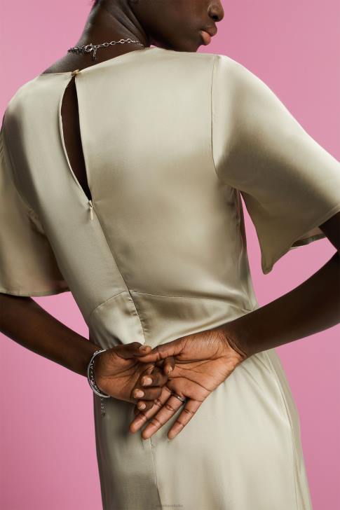 Dresses Dusty Green Women Esprit Satin midi dress V48Z55