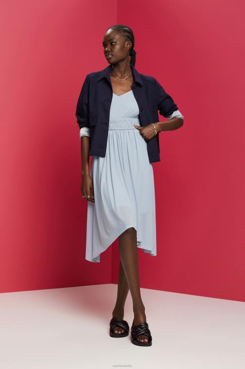 Dresses Light Blue Lavender Women Esprit Elastic Waist Mesh Dress V48Z66