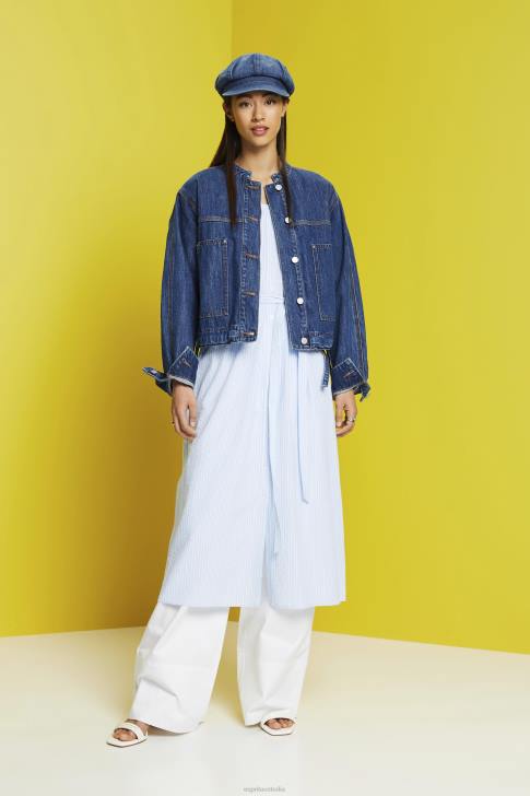 Dresses Light Blue Women Esprit Midi shirt dress with a tie belt, cotton blend V48Z236