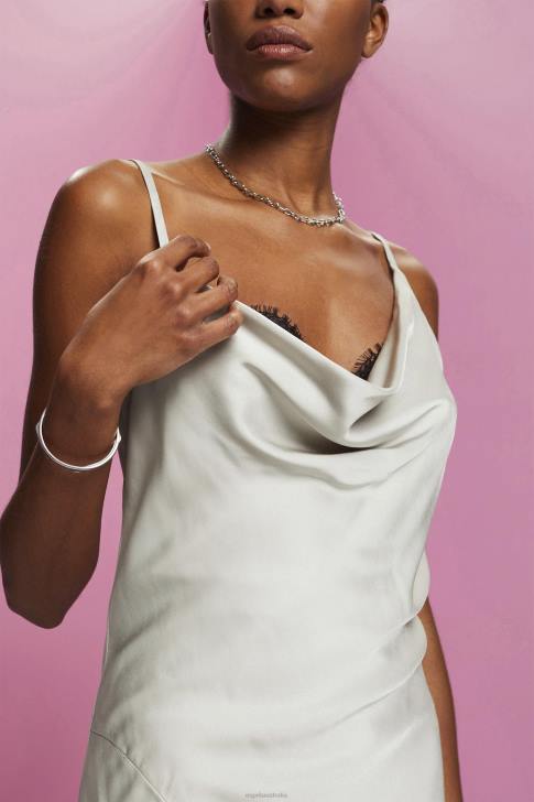 Dresses Light Grey Women Esprit Lace midi dress, LENZING ECOVERO V48Z216