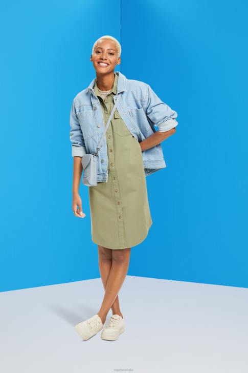 Dresses Light Khaki Women Esprit Cotton shirt dress V48Z45