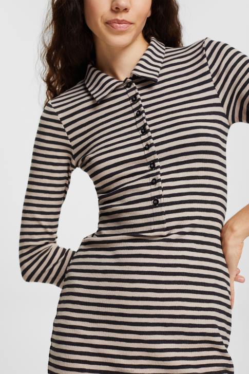 Dresses Light Taupe Women Esprit Striped polo dress V48Z434