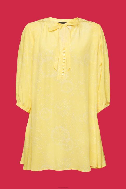 Dresses Light Yellow Women Esprit Patterned mini dress with a bow tie V48Z128