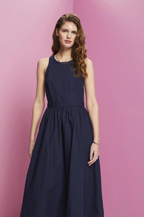 Dresses Navy Women Esprit Cotton Midi Dress V48Z185