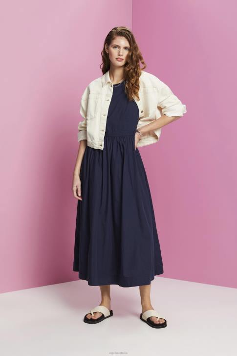 Dresses Navy Women Esprit Cotton Midi Dress V48Z185